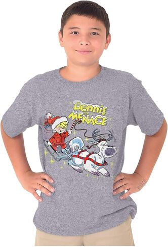 Dennis the Menace Winter Sleigh Ride Crewneck T قمصان بوي in Saudi Arabia