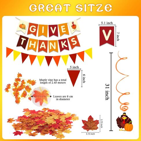 Famoby Happy Friendsgiving Extra Large Fabric Sign Poster Banner Backdrop with Pattern Pumpkin Maple Leaf Turkey for Thanksgiving Fall Friends Gathering Background Decorations Bunting in Kuwait