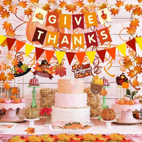 Famoby Happy Friendsgiving Extra Large Fabric Sign Poster Banner Backdrop with Pattern Pumpkin Maple Leaf Turkey for Thanksgiving Fall Friends Gathering Background Decorations Bunting in Kuwait