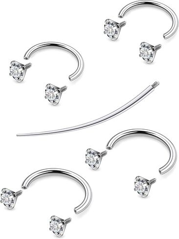 Oufksiyy 16g 18G 20G Internally Threaded F136 Titanium 8/10mm Horseshoe Septum Nose Lip Rings Piercings Cartilage Rook Sung Helix Daith Earrings Jewelry for Women Men 4Pcs in Saudi Arabia