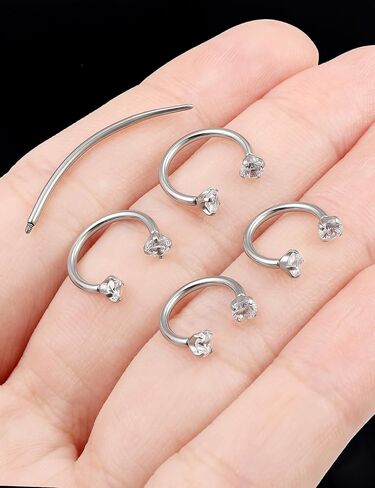 Oufksiyy 16g 18G 20G Internally Threaded F136 Titanium 8/10mm Horseshoe Septum Nose Lip Rings Piercings Cartilage Rook Sung Helix Daith Earrings Jewelry for Women Men 4Pcs in Saudi Arabia