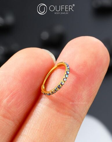 OUFER Hoop Nose Rings For Women Men, 20G AB Zircon Nose Piercing Jewelry, Hinged Segment Nose Piercings Kit, 316L Surgical Steel Septum Lip Rings Cartilage Rook Helix Tragus Daith Earrings in Saudi Arabia