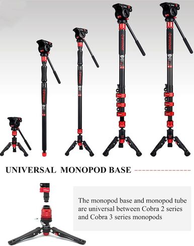 IFOOTAGE Cobra 3 Monopod C180F-P with K5S Fluid Head Professional Portable Travel Monopod Kit for Canon Nikon Sony Olympus Panasonic DSLR Camera in Saudi Arabia