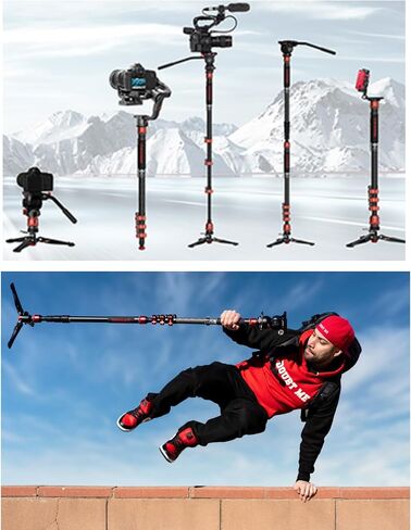 IFOOTAGE Cobra 3 Monopod C180F-P with K5S Fluid Head Professional Portable Travel Monopod Kit for Canon Nikon Sony Olympus Panasonic DSLR Camera in Saudi Arabia