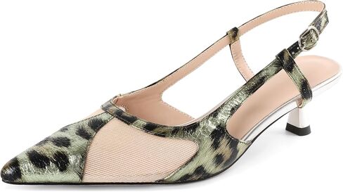 Joseywade Leopard Slingback Heels Women's Toe Hite Hister Heels Mesh Dress Shoes in Kuwait