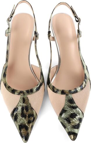Joseywade Leopard Slingback Heels Women's Toe Hite Hister Heels Mesh Dress Shoes in Kuwait