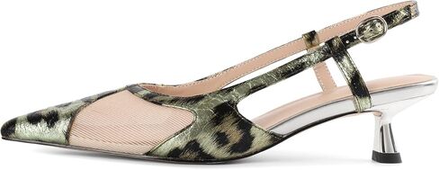 Joseywade Leopard Slingback Heels Women's Toe Hite Hister Heels Mesh Dress Shoes in Kuwait