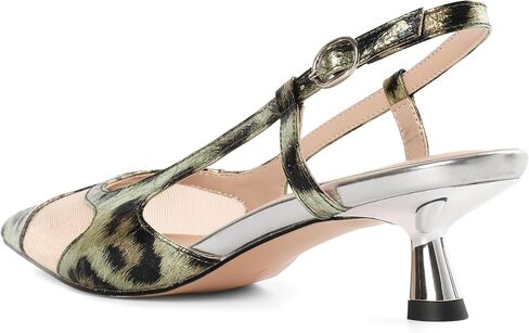 Joseywade Leopard Slingback Heels Women's Toe Hite Hister Heels Mesh Dress Shoes in Kuwait