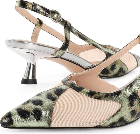 Joseywade Leopard Slingback Heels Women's Toe Hite Hister Heels Mesh Dress Shoes in Kuwait