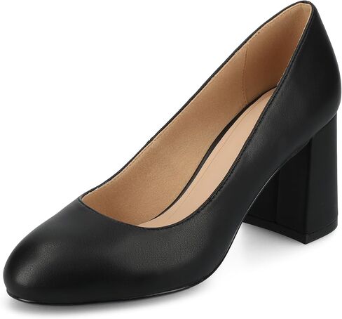 Journee Collection Womens Seraphina Cushioned Dress Pumps Covered Block Heel Round Toe Slip On Fashion Shoe in Saudi Arabia
