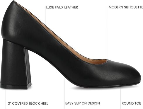 Journee Collection Womens Seraphina Cushioned Dress Pumps Covered Block Heel Round Toe Slip On Fashion Shoe in Saudi Arabia