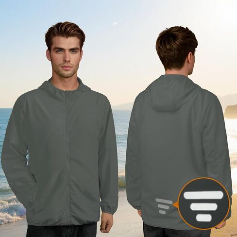 TCCFCCT Men's UPF 50+ Full Zip Sun Protection Hoodie Long Sleeve Light Jacket Sun Shirts for Men Hiking Fishing Zip Pockets in Kuwait