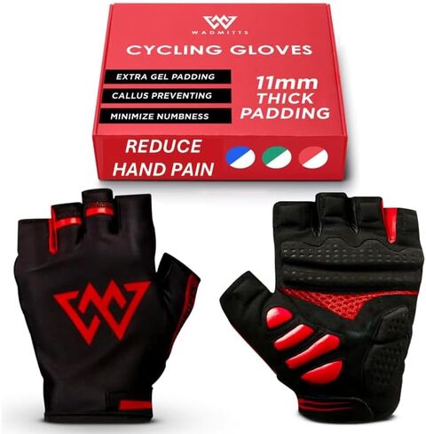 11mm Extra Thick Half Finger Padded Cycling Gloves – Shock-Absorbing, Anti Chatter Bike Gloves for Men and Women Cycling, Lifting, Wheelchair Use in Saudi Arabia
