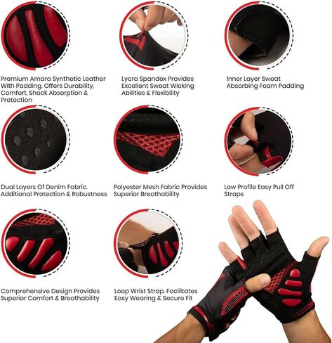 11mm Extra Thick Half Finger Padded Cycling Gloves – Shock-Absorbing, Anti Chatter Bike Gloves for Men and Women Cycling, Lifting, Wheelchair Use in Saudi Arabia