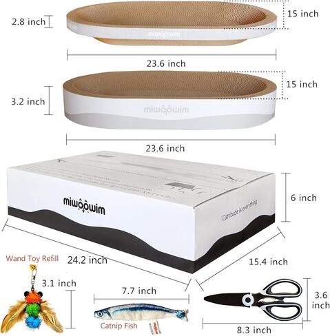 3PSC Cat Scratcher Cardboard, Oval Cat Scratch Pad Bowl Nest for Indoor Cats, Round Cat Scratching Board Corrugated Lounge Cat Bed, Furniture Protector for Couch in Kuwait