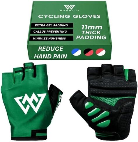 11mm Extra Thick Half Finger Padded Cycling Gloves – Shock-Absorbing, Anti Chatter Bike Gloves for Men and Women Cycling, Lifting, Wheelchair Use in Saudi Arabia