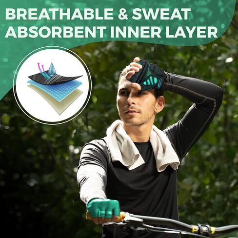 11mm Extra Thick Half Finger Padded Cycling Gloves – Shock-Absorbing, Anti Chatter Bike Gloves for Men and Women Cycling, Lifting, Wheelchair Use in Saudi Arabia