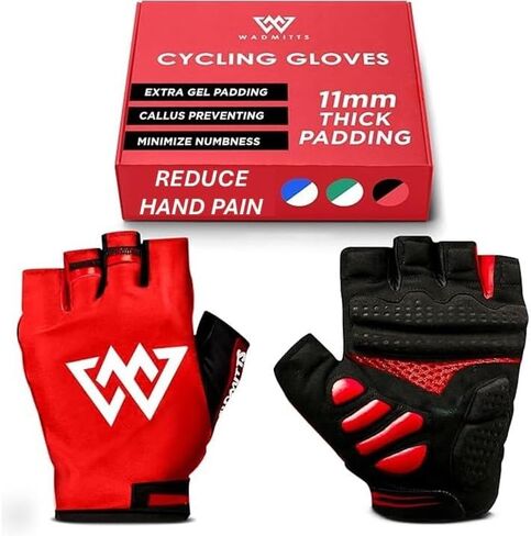 11mm Extra Thick Half Finger Padded Cycling Gloves – Shock-Absorbing, Anti Chatter Bike Gloves for Men and Women Cycling, Lifting, Wheelchair Use in Saudi Arabia