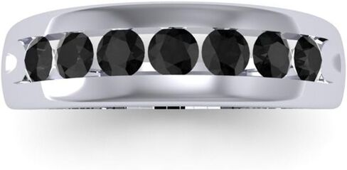 مجموعة DazzlingRock 0.95 قيراط (CTW) حقيقية جولة أسود الماس السوداء 7 الحجر الزفاف الفرقة الزفاف 1 CT ، الجنيه الاسترليني الفضة in Saudi Arabia
