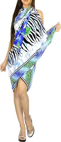 تنورة بيكيني للسيدات من LA LEELA، ملابس سباحة سارونج، ملابس سباحة تغطي الصيف، ملابس سباحة على الشاطئ، أغطية لف الشاطئ للنساء، مقاس واحد، الكركديه الأحمر، أبيض in Kuwait