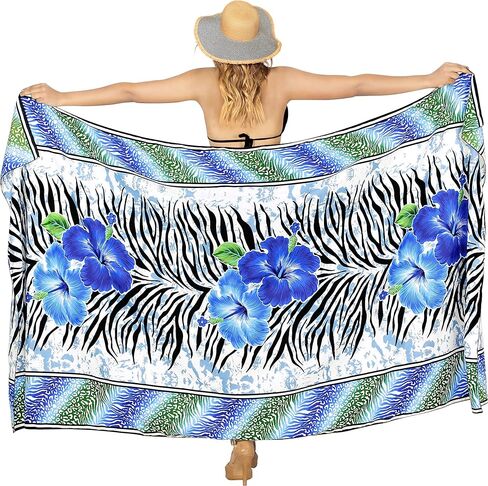 تنورة بيكيني للسيدات من LA LEELA، ملابس سباحة سارونج، ملابس سباحة تغطي الصيف، ملابس سباحة على الشاطئ، أغطية لف الشاطئ للنساء، مقاس واحد، الكركديه الأحمر، أبيض in Kuwait