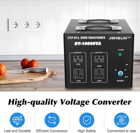 8000W/10000W Voltage Converter Transformer Step Up/Down 110V/220V Heavy Duty Transformer Power Converter Automatic Voltage Regulator Voltage Converter Circuit Breaker Protection (DT-10000VA) in Kuwait