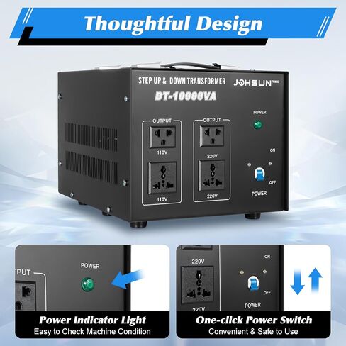 8000W/10000W Voltage Converter Transformer Step Up/Down 110V/220V Heavy Duty Transformer Power Converter Automatic Voltage Regulator Voltage Converter Circuit Breaker Protection (DT-10000VA) in Kuwait