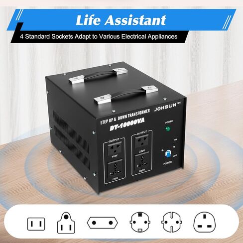 8000W/10000W Voltage Converter Transformer Step Up/Down 110V/220V Heavy Duty Transformer Power Converter Automatic Voltage Regulator Voltage Converter Circuit Breaker Protection (DT-10000VA) in Kuwait