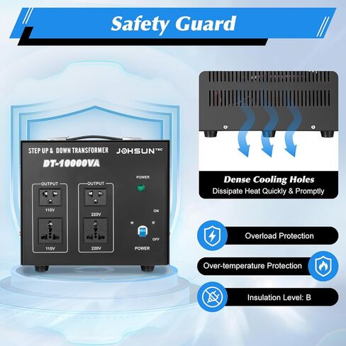8000W/10000W Voltage Converter Transformer Step Up/Down 110V/220V Heavy Duty Transformer Power Converter Automatic Voltage Regulator Voltage Converter Circuit Breaker Protection (DT-10000VA) in Kuwait