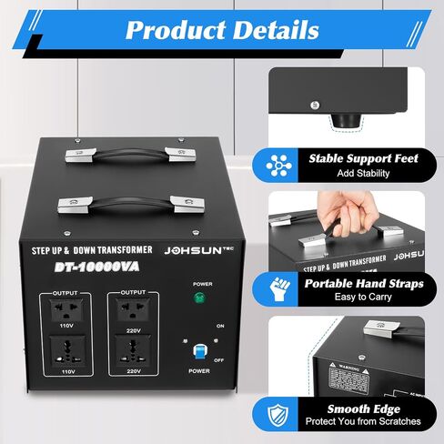 8000W/10000W Voltage Converter Transformer Step Up/Down 110V/220V Heavy Duty Transformer Power Converter Automatic Voltage Regulator Voltage Converter Circuit Breaker Protection (DT-10000VA) in Kuwait