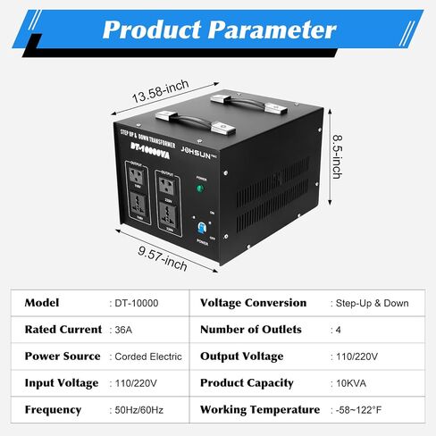 8000W/10000W Voltage Converter Transformer Step Up/Down 110V/220V Heavy Duty Transformer Power Converter Automatic Voltage Regulator Voltage Converter Circuit Breaker Protection (DT-10000VA) in Kuwait