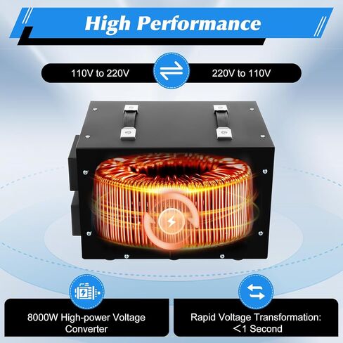 8000W/10000W Voltage Converter Transformer Step Up/Down 110V/220V Heavy Duty Transformer Power Converter Automatic Voltage Regulator Voltage Converter Circuit Breaker Protection (DT-10000VA) in Kuwait