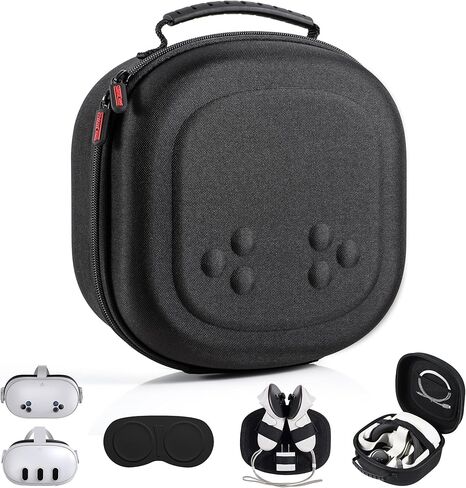 Hard Carrying Case for Meta Quest 3S/Quest 3/Vision Pro, Hard Shell Travel Case Compatible with VR Headset, Touch Controllers and Other Accessories, Space Saving Design for Travel and Home Storage in Kuwait
