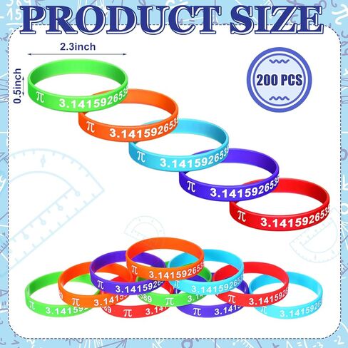 100 Pcs Pi Day Wristbands 3.14 Fun Math Pi Bands Teacher Educational School Gift 3.14 Symbol Math Party Favors for Lover Kids Homecoming Classroom in Saudi Arabia