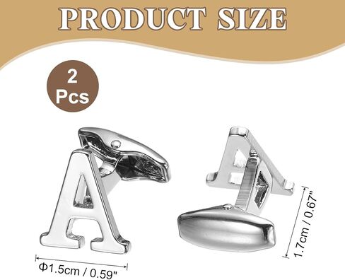 uxcell 2pcs أزرار أكمام الأزرار الأولية ، Iron Monogram Alphabet Links for Men Business Groom Party (Silver ، Letter A) in Saudi Arabia