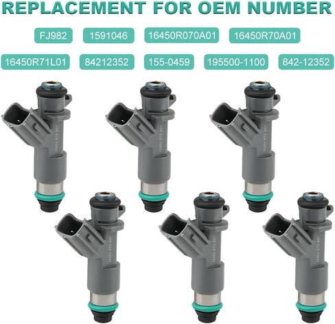 JDMON 6PCS حقن الوقود 16450R70A01 FJ982 متوافق مع ACURA MDX RDX RL TL TSX ZDX Honda Accord CROSSTOUR 3.0L 3.5L 3.7L V6 2008-2020 REPLICAL in Saudi Arabia