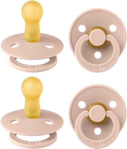 BIBS Colour Soother 4-Pack | BPA Free Dummy Pacifier | Round Nipple | Natural Rubber Latex | Made in Denmark | Size 6-18 Months | Iron Mix in Kuwait