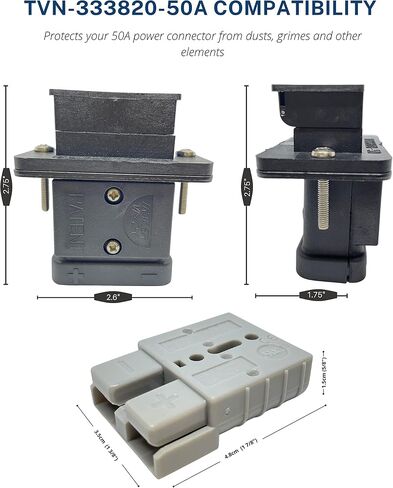 Trailer Vision 50 Amp Anderson Connector Flush Mount - SB50 Protective Case Fits 6-12 AWG Battery Plug Cover for Towbar Trucks Golf Cart Cables 4WD Industrial Marine Trailers - 50A with Metal Bracket in Saudi Arabia