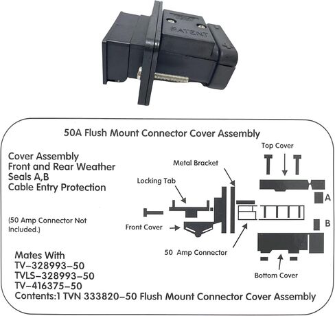 Trailer Vision 50 Amp Anderson Connector Flush Mount - SB50 Protective Case Fits 6-12 AWG Battery Plug Cover for Towbar Trucks Golf Cart Cables 4WD Industrial Marine Trailers - 50A with Metal Bracket in Saudi Arabia