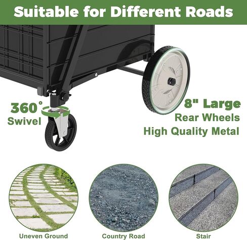 Heavy Duty Folding Shopping Cart for Groceries, Jumbo Grocery Carts with 360° Swivel Wheels, Waterproof Bag, Portable Utility Trolley for Daily, Laundry, Holds Up to 320 LBS in Kuwait