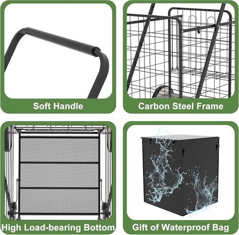 Heavy Duty Folding Shopping Cart for Groceries, Jumbo Grocery Carts with 360° Swivel Wheels, Waterproof Bag, Portable Utility Trolley for Daily, Laundry, Holds Up to 320 LBS in Kuwait