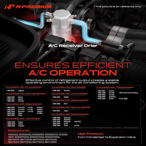 A-Premium Aluminium Air Air Air A/C استقبال جهاز استقبال مجفف متوافق مع تويوتا كامري ، كورولا و Eagle Summit & Geo Metro & GMC Tracker & Lexus ES250 & Mazda & Mercury & Suzuki & Chevrolet & Acura in Saudi Arabia