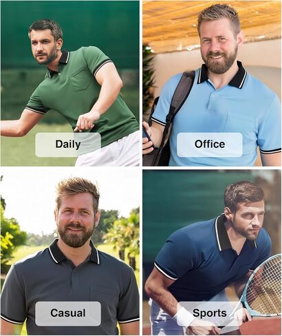 ZITY 6 Pack Men Polo Shirts Short Sleeve with Pocket Wicking Shirts for Men Casual Collared T-Shirts 8.3 Per Piece in Saudi Arabia