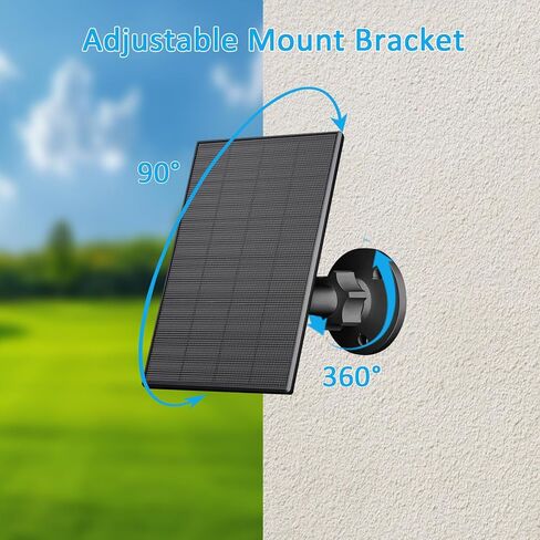 2W لوحة شمسية لكاميرا الأمان في الهواء الطلق ، شاحن USB/USB-C مع IP65 مقاومة للماء ، 360 درجة قابلة للتعديل وكابل 7.2 قدم ، متوافق مع كاميرات البطارية القابلة لإعادة الشحن (2 حزمة ، أسود) in Kuwait