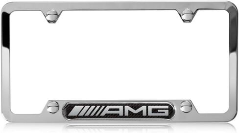 Genuine Mercedes Benz AMG Stainless Steel w/ Carbon Fiber License Plate Frame in Saudi Arabia