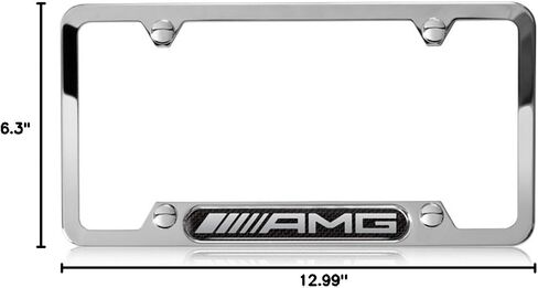 Genuine Mercedes Benz AMG Stainless Steel w/ Carbon Fiber License Plate Frame in Saudi Arabia