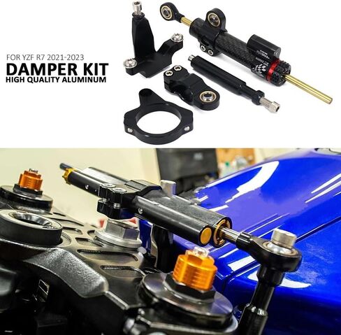 Motorcycle Steering Damper for Y&AMAHA YZF R7 YZF-R7 2021 2022 2023 CNC Motorcycle Accessories Steering Damper Stabilizer Bracket Support Mounting Kit(Set 1) in Saudi Arabia