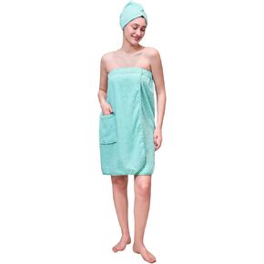 Women's Lightweight Velcro Spa Wrap with Hair Towel Body Wrap after Shower Adjustable Closure Bathrobe in Saudi Arabia