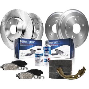 Detroit Axle - Brake Kit for 2006-2011 Honda Civic Disc Brake Rotors and Ceramic Brakes Pads Brake Drums Semi-metallic Brake Shoes 2007 2008 2009 2010 Replacement in Saudi Arabia