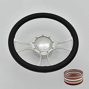 Flashpower 14'' Viral Billet Full Wrap 9 Bolts Steering Wheel with 2'' Dish and Horn Button (Black) in Kuwait